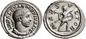 Severus Alexander, 222-235. Denarius (Silver, 21 mm, 3.21 g, 6 h), Rome, 232. IMP ALEXANDER PIVS AVG Laureate, draped and cuirassed bust of Severus Al...