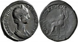 Orbiana, Augusta, 225-227. Sestertius (Orichalcum, 31 mm, 21.65 g, 12 h), Rome. SALL BARBIA ORBIANA AVG Diademed and draped bust of Orbiana to right. ...