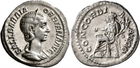 Orbiana, Augusta, 225-227. Denarius (Silver, 20 mm, 3.21 g, 12 h), Rome. SALL BARBIA ORBIANA AVG Diademed and draped bust of Orbiana to right. Rev. CO...