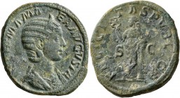 Julia Mamaea, Augusta, 222-235. Sestertius (Orichalcum, 33 mm, 21.65 g, 1 h), Rome, 228. IVLIA MAMAEA AVGVSTA Diademed and draped bust of Julia Mamaea...