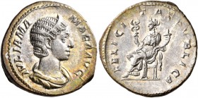 Julia Mamaea, Augusta, 222-235. Denarius (Silver, 18 mm, 3.29 g, 8 h), Rome, 230. IVLIA MAMAEA AVG Diademed and draped bust of Julia Mamaea to right. ...