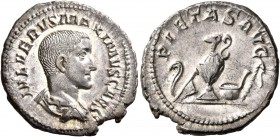 Maximus, Caesar, 235/6-238. Denarius (Silver, 20 mm, 3.34 g, 12 h), Rome, 236-238. IVL VERVS MAXIMVS CAES Bare-headed and draped bust of Maximus to ri...