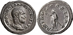 Pupienus, 238. Denarius (Silver, 20 mm, 3.36 g, 7 h), Rome, circa April-June 238. IMP C M CLOD PVPIENVS AVG Laureate, draped and cuirassed bust of Pup...