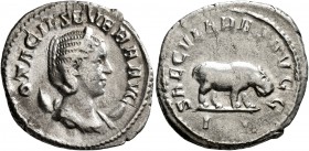 Otacilia Severa, Augusta, 244-249. Denarius (Silver, 22 mm, 3.74 g, 7 h), Rome, 248. OTACIL SEVERA AVG Diademed and draped bust of Otacilia Severa set...