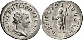 Philip II, as Caesar, 244-247. Antoninianus (Silver, 23 mm, 4.67 g, 6 h), Rome, 244-246. M IVL PHILIPPVS CAES Radiate and draped bust of Philip II to ...