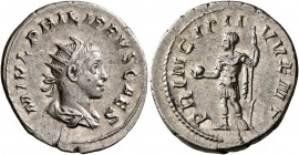 Philip II, as Caesar, 244-247. Antoninianus (Silver, 22 mm, 4.32 g, 1 h), Rome, 244-246. M IVL PHILIPPVS CAES Radiate and draped bust of Philip II to ...