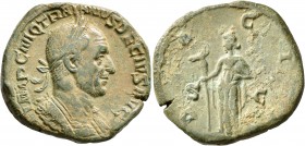 Trajan Decius, 249-251. Sestertius (Orichalcum, 28 mm, 18.45 g, 1 h), Rome, 251. IMP C M Q TRAIANVS DECIVS AVG Laureate and cuirassed bust of Trajan D...