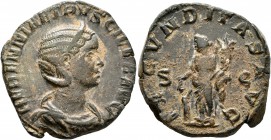 Herennia Etruscilla, Augusta, 249-251. Sestertius (Orichalcum, 29 mm, 17.62 g, 1 h), Rome. HERENNIA ETRVSCILLA AVG Diademed and draped bust of Herenni...
