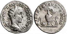 Herennius Etruscus, as Caesar, 249-251. Antoninianus (Silver, 20 mm, 3.41 g, 7 h), Rome, 250-251. Q HER ETR MES DECIVS NOB C Radiate and draped bust o...