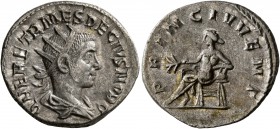 Herennius Etruscus, as Caesar, 249-251. Antoninianus (Silver, 22 mm, 4.01 g, 12 h), Rome, 250-251. Q HER ETR MES DECIVS NOB C Radiate and draped bust ...