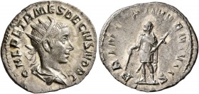 Herennius Etruscus, as Caesar, 249-251. Antoninianus (Silver, 21 mm, 3.49 g, 7 h), Rome, 250-251. Q HER ETR MES DECIVS NOB C Radiate and draped bust o...