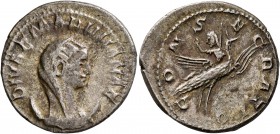 Diva Mariniana, died before 253. Antoninianus (Silver, 22 mm, 4.42 g, 12 h), Viminacium, 253-254. DIVAE MARINIANAE Veiled bust of Diva Mariniana set o...