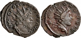 Postumus, Romano-Gallic Emperor, 260-269. Antoninianus (Silvered bronze, 20 mm, 3.34 g, 6 h), Treveri, early 269. IMP C POSTVMVS P F AVG Radiate, drap...