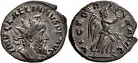 Laelianus, Romano-Gallic usurper, 269. Antoninianus (Silvered bronze, 21 mm, 3.83 g, 8 h), Cologne. IMP C LAELIANVS P F AVG Radiate and cuirassed bust...