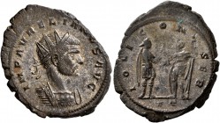 Aurelian, 270-275. Antoninianus (Silvered bronze, 26 mm, 6.89 g, 1 h), Siscia, circa 272-274. IMP AVRELIANVS AVG Radiate and cuirassed bust of Aurelia...