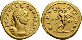 Aurelian, 270-275. Aureus (Gold, 21 mm, 5.91 g, 12 h), Rome, late 273-early 274. IMP AVRELIANVS AVG Laureate and cuirassed bust of Aurelian to right. ...
