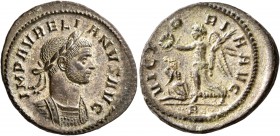 Aurelian, 270-275. Denarius (Silvered bronze, 21 mm, 3.09 g, 6 h), Rome, 275. IMP AVRELIANVS AVG Laureate and cuirassed bust of Aurelian to right. Rev...