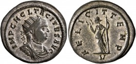 Tacitus, 275-276. Antoninianus (Silvered bronze, 23 mm, 4.32 g, 12 h), Ticinum, November 275 - December 275. IMP C M CL TACITVS AVG Radiate, draped an...