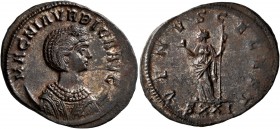 Magnia Urbica, Augusta, 283-285. Antoninianus (Silvered bronze, 24 mm, 3.71 g, 6 h), Ticinum. MAGNIA VRBICA AVG Diademed and draped bust of Magnia Urb...