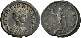 Magnia Urbica, Augusta, 283-285. Antoninianus (Silvered bronze, 22 mm, 3.56 g, 1 h), Ticinum. MAGNIA VRBICA AVG Diademed and draped bust of Magnia Urb...