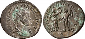 Diocletian, 284-305. Antoninianus (Silvered bronze, 23 mm, 4.23 g, 1 h), Lugdunum, 290-291. IMP DIOCLETIANVS P AVG Radiate, draped and cuirassed bust ...