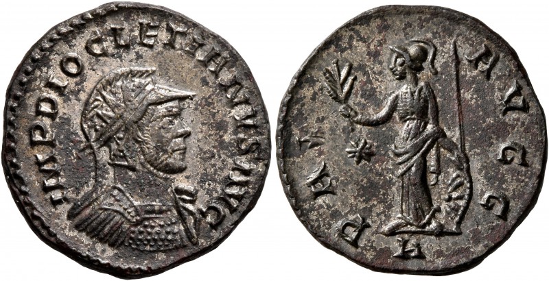 Diocletian, 284-305. Antoninianus (Silvered bronze, 21 mm, 4.22 g, 1 h), Lugdunu...