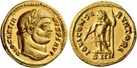 Diocletian, 284-305. Aureus (Gold, 18 mm, 5.56 g, 6 h), Nicomedia, 294. DIOCLETIA-NVS P F AVG Laureate head of Diocletian to right. Rev. IOVI CONSE-RV...