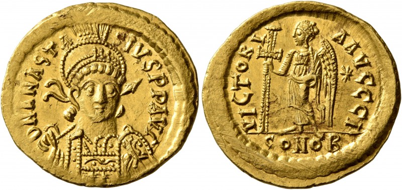 Anastasius I, 491-518. Solidus (Gold, 20 mm, 4.50 g, 7 h), Constantinopolis, cir...