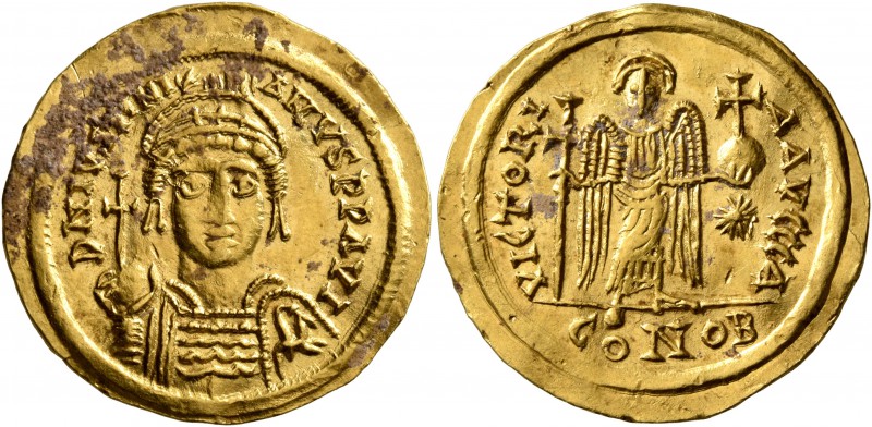 Justinian I, 527-565. Solidus (Gold, 22 mm, 4.37 g, 7 h), a contemporary imitati...