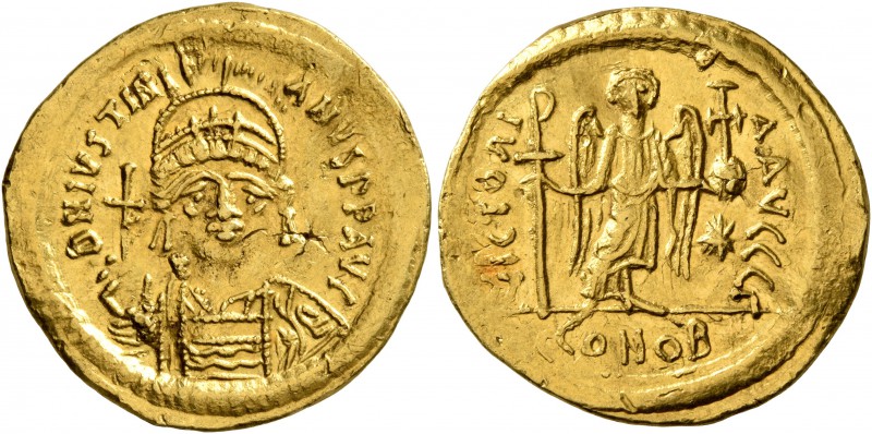 Justinian I, 527-565. Solidus (Gold, 22 mm, 4.46 g, 6 h), Constantinopolis. D N ...