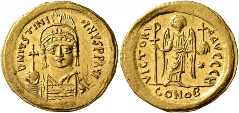 Justinian I, 527-565. Solidus (Gold, 21 mm, 4.50 g, 6 h), Constantinopolis. D N ...
