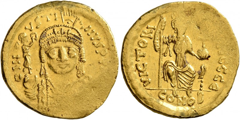 Justin II, 565-578. Solidus (Gold, 20 mm, 4.48 g, 6 h), Constantinopolis. D N IV...