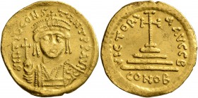 Tiberius II Constantine, 578-582. Solidus (Gold, 21 mm, 4.44 g, 7 h), Constantinopolis. δ m TIb CONSTANT P P AVI Draped and cuirassed bust of Tiberius...
