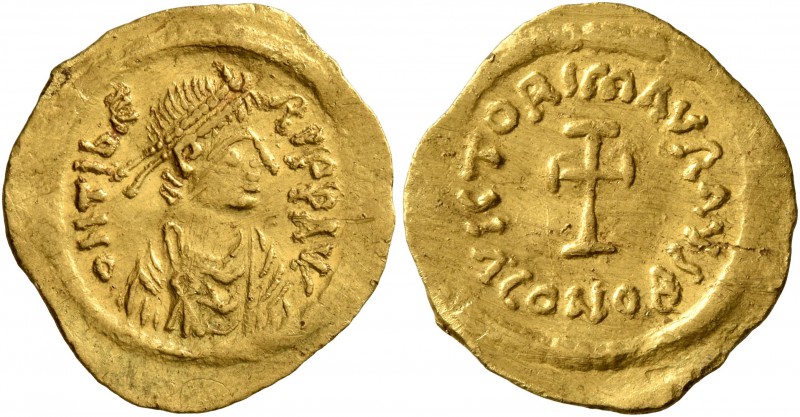 Maurice Tiberius, 582-602. Tremissis (Gold, 17 mm, 1.47 g, 6 h), Constantinopoli...
