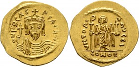 Phocas, 602-610. Solidus (Gold, 23 mm, 4.33 g, 6 h), Constantinopolis, 602/3. O N FOCAS PERP AVG Draped and cuirassed bust of Phocas facing, wearing c...
