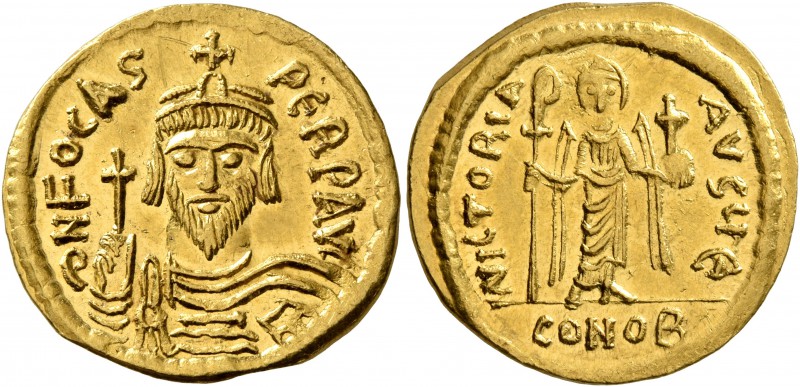 Phocas, 602-610. Solidus (Gold, 20 mm, 4.38 g, 7 h), Constantinopolis, 607-610. ...
