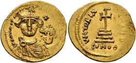 Heraclius, with Heraclius Constantine, 610-641. Solidus (Gold, 21 mm, 4.46 g, 7 h), Constantinopolis, 616-625. δδ NN hERACLIЧS [ET hERA CONST PP AV] C...