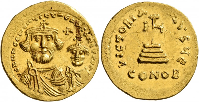 Heraclius, with Heraclius Constantine, 610-641. Solidus (Gold, 20 mm, 4.42 g, 8 ...