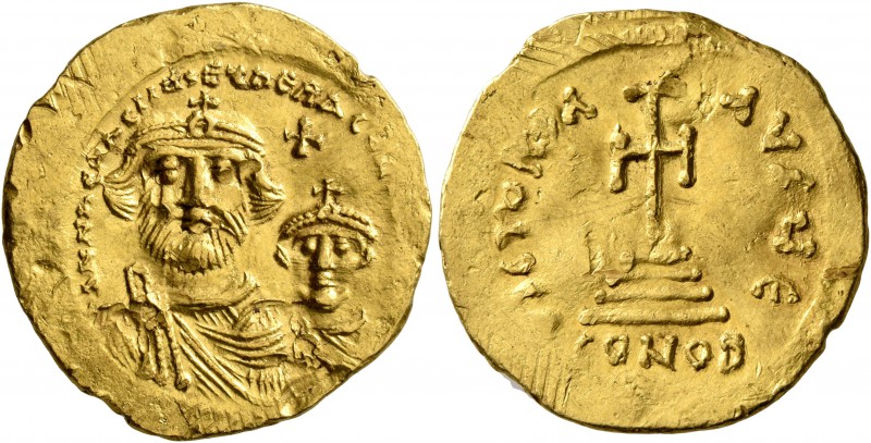 Heraclius, with Heraclius Constantine, 610-641. Solidus (Gold, 22 mm, 4.46 g, 7 ...