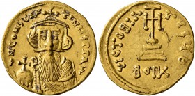 Constans II, 641-668. Light weight Solidus of 23 Siliquae (Gold, 20 mm, 4.26 g, 6 h), Constantinopolis, 651-654. δ N CONSTANTINЧS P P AV' Crowned and ...