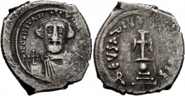Constans II, 641-668. Hexagram (Silver, 25 mm, 6.70 g, 6 h), Constantinopolis, circa 648-651/2. δ N CONSTANTINЧS [P P AЧ] Crowned and draped bust of C...