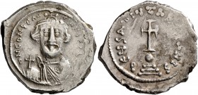 Constans II, 641-668. Hexagram (Silver, 24 mm, 6.50 g, 6 h), Constantinopolis, 647-651. δ N CONSTANTINЧS P P AV Crowned and draped bust of Constans II...