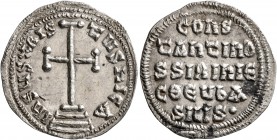 Constantine VI &amp; Irene, 780-797. Miliaresion (Silver, 21 mm, 1.54 g, 12 h), Constantinopolis. IҺSЧS XRISTЧS ҺICA Cross potent set on three steps. ...