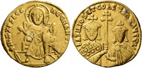 Basil I the Macedonian, with Constantine, 867-886. Solidus (Gold, 20 mm, 4.37 g, 6 h), Constantinopolis, circa 871-886. IҺS XRS RЄX RЄGNANTIЧM✱ Christ...