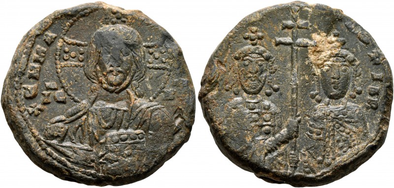Basil II Bulgaroktonos, with Constantine VIII, 976-1025. Seal (Lead, 27 mm, 22.1...