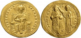 Romanus III Argyrus, 1028-1034. Histamenon (Gold, 24 mm, 4.39 g, 6 h), Constantinopolis. + IҺS XIS RЄX RЄGNANTIҺM Christ Pantokrator seated facing on ...