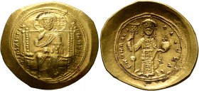 Constantine X Ducas, 1059-1067. Histamenon (Gold, 27 mm, 4.40 g, 6 h), Constantinopolis. +IҺS IXS REX REGNANTIҺm Christ, nimbate, seated facing on str...