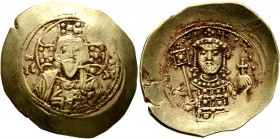 Michael VII Ducas, 1071-1078. Histamenon (Gold, 27 mm, 4.31 g, 6 h), Constantinopolis. Bust of Christ Pantokrator facing, raising his right hand in be...