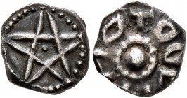MEROVINGIANS. Tours (region). Circa 740-780. Denier (Silver, 10 mm, 1.25 g). Pentagram with central pellet. Rev. Central globule within dotted circle;...