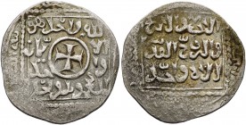CRUSADERS. Christian Arabic Dirhams. Dirham (Silver, 21 mm, 2.14 g, 11 h, Akka (Acre), 1251. Cross pattée in center; in fields, 'one God, one faith, o...